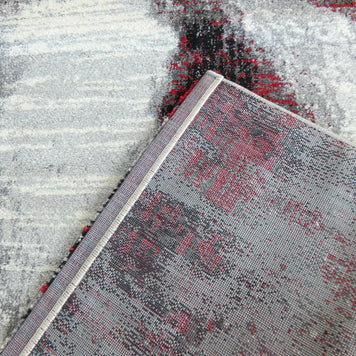 Abstract Modern Design Turkish Aroha Rug in Grey & Red