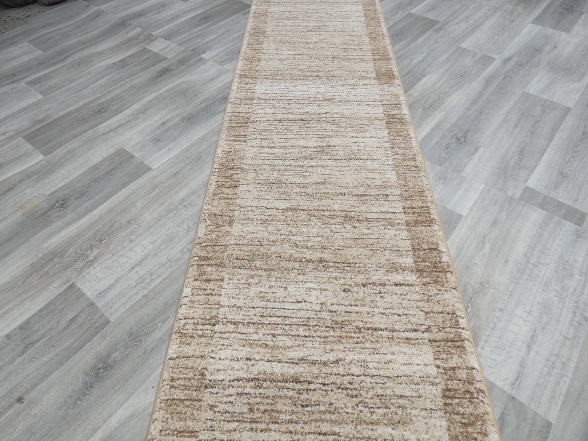 Border Design Hallway Runner Beige Colour Size: 80cm x Cut to Order