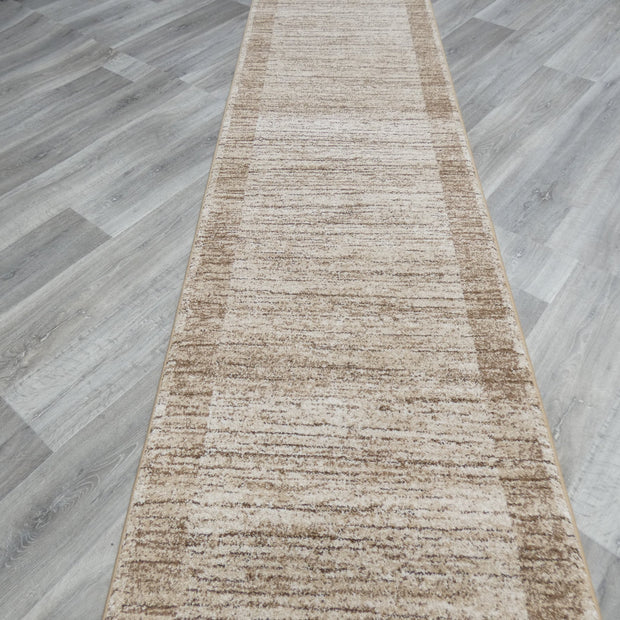 Border Design Hallway Runner Beige Colour Size: 80cm x Cut to Order