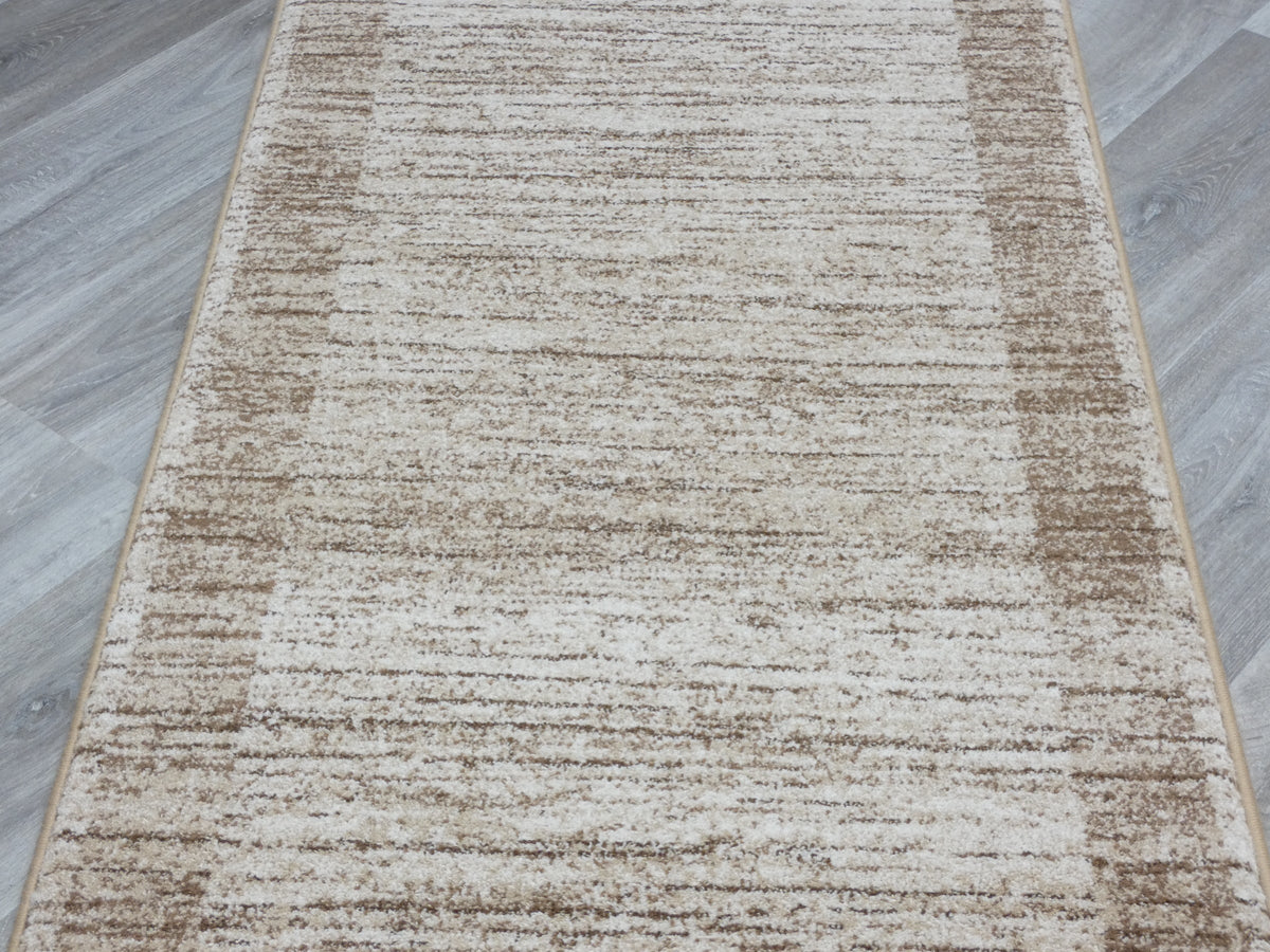 Border Design Hallway Runner Beige Colour Size: 80cm x Cut to Order