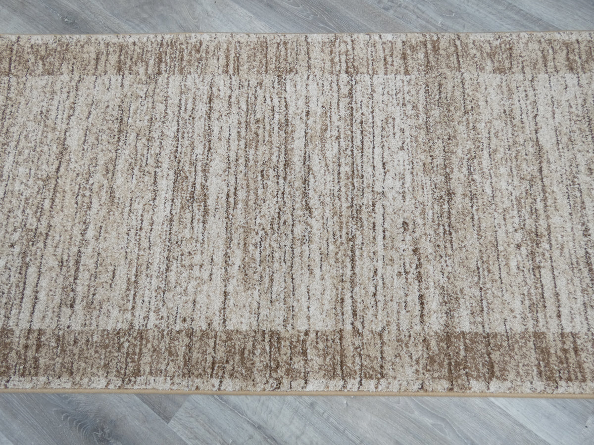 Border Design Hallway Runner Beige Colour Size: 80cm x Cut to Order