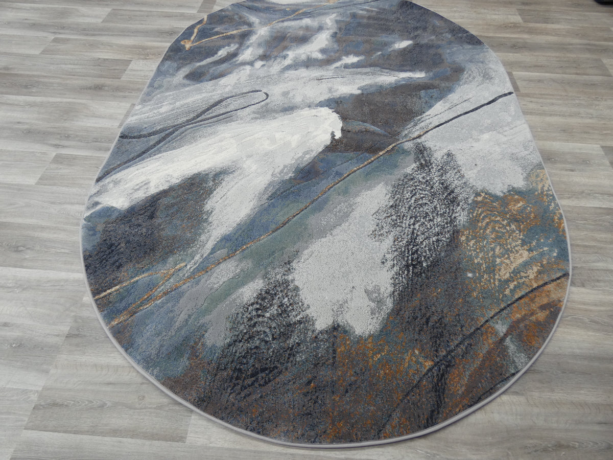 Contemporary Design Oval Argentum Rug