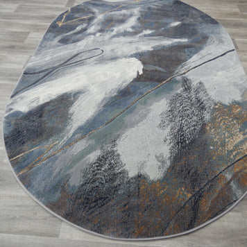Contemporary Design Oval Argentum Rug