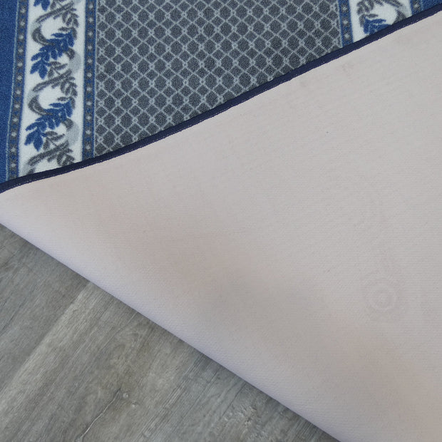 "Pandora" Grey & Blue Colour Non Slip Rubber Back Runner 80cm Wide x Cut To Order