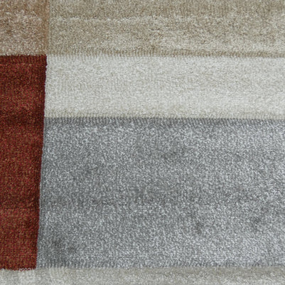 Kimya Collection Modern Block Pattern Rug in Warm Earth Tones – Contemporary Geometric Design