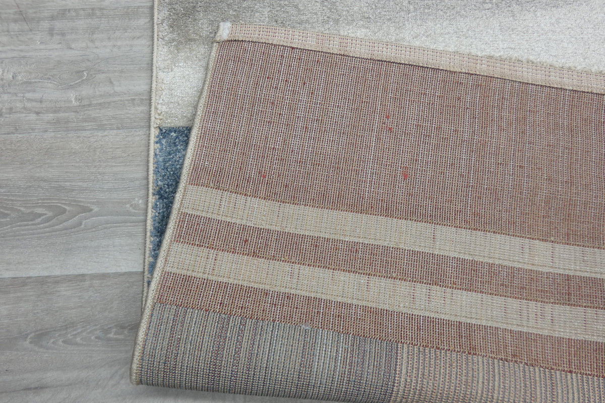 Kimya Collection Modern Block Pattern Rug in Warm Earth Tones – Contemporary Geometric Design