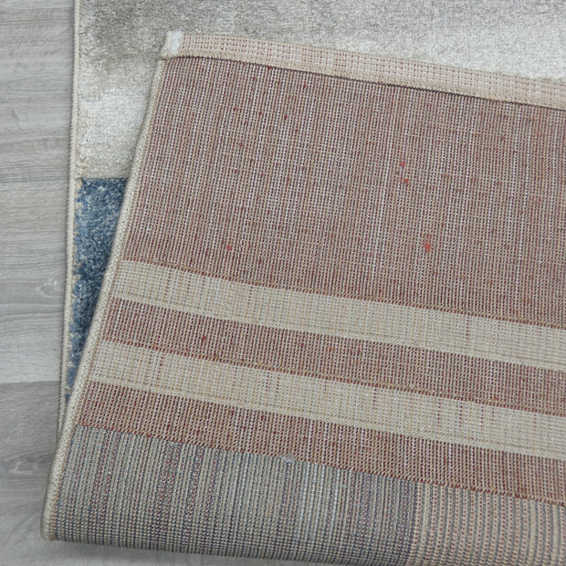Kimya Collection Modern Block Pattern Rug in Warm Earth Tones – Contemporary Geometric Design