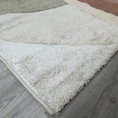 Kimya Collection Retro Wave Rug in Earthy Tones – Bold and Flowing Design