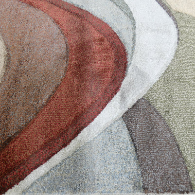 Kimya Collection Retro Wave Rug in Earthy Tones – Bold and Flowing Design