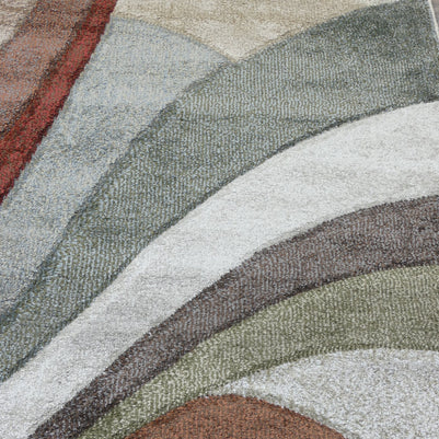 Kimya Collection Retro Wave Rug in Earthy Tones – Bold and Flowing Design