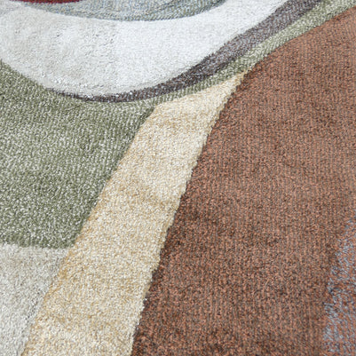 Kimya Collection Retro Wave Rug in Earthy Tones – Bold and Flowing Design