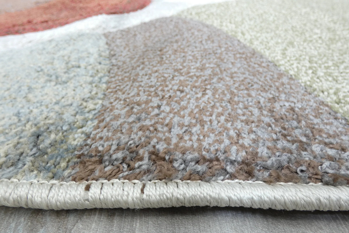Kimya Collection Retro Wave Rug in Earthy Tones – Bold and Flowing Design