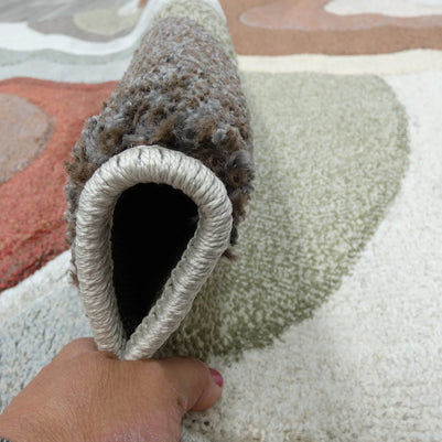 Kimya Collection Retro Wave Rug in Earthy Tones – Bold and Flowing Design