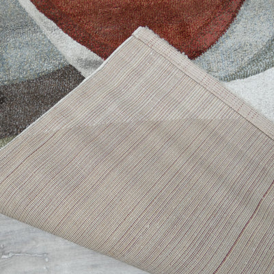 Kimya Collection Modern Block Pattern Rug in Warm Earth Tones – Contemporary Geometric Design