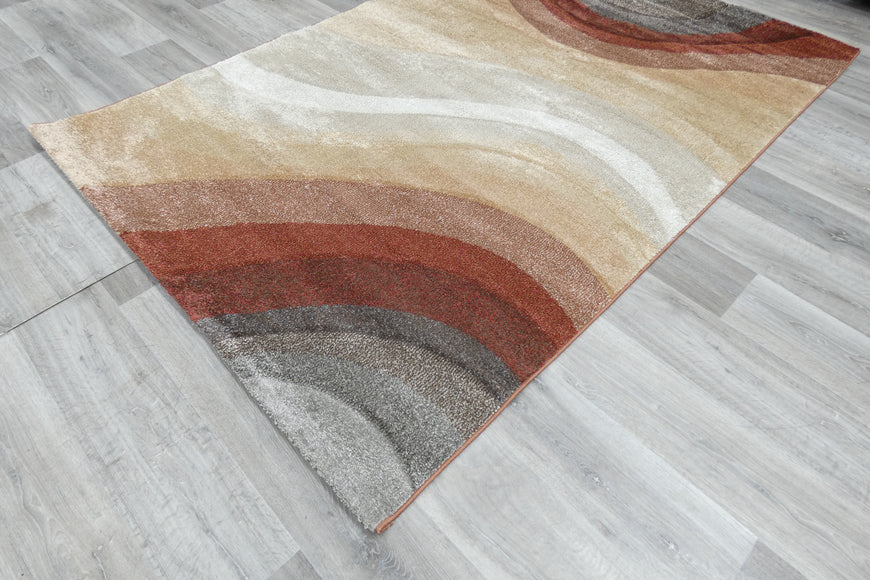 Kimya Collection Gradient wave Pattern Rug In Warm Colour Pallet