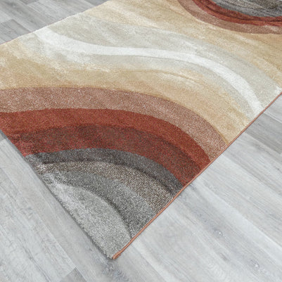 Kimya Collection Gradient wave Pattern Rug In Warm Colour Pallet