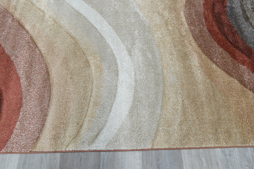 Kimya Collection Gradient wave Pattern Rug In Warm Colour Pallet
