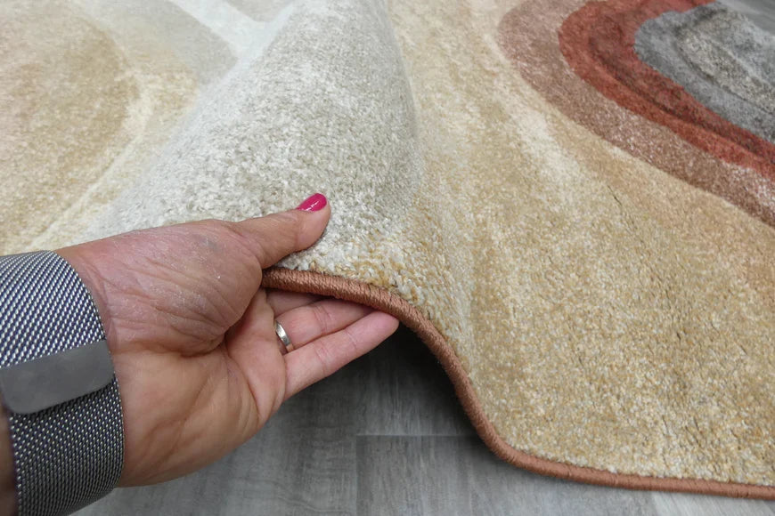 Kimya Collection Gradient wave Pattern Rug In Warm Colour Pallet