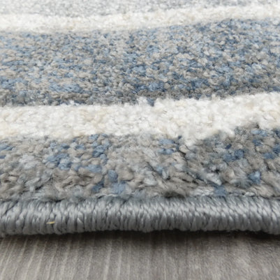 Kimya Collection Modern Geometric Rug in Blue and Gray – Structured Contemporary Design