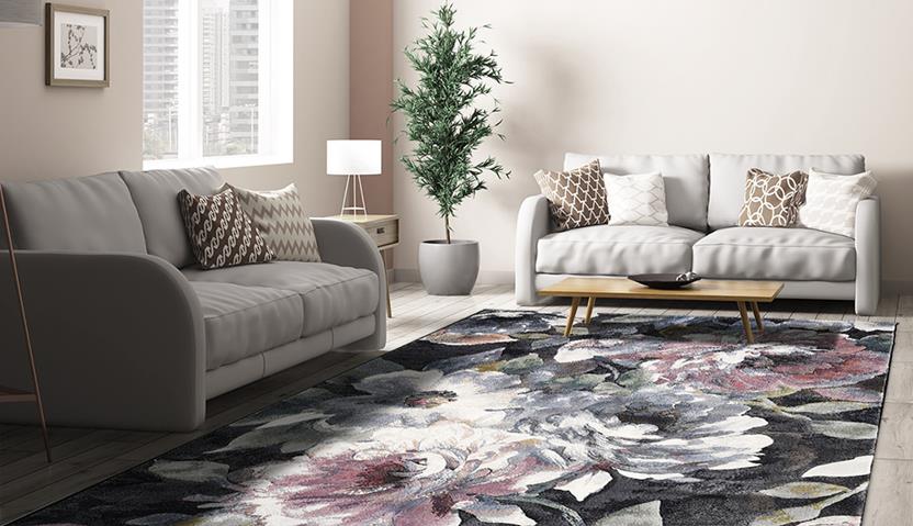 Multicoloured Floral Modern Style Argentum Rug