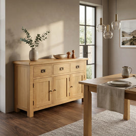 Richmond Oak Buffet Table 3 Door 3 Drawer
