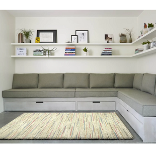 Thick Modern Beige Colour Shaggy Rug Size: 133 x 195cm