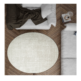 Modern Luxurious Textured Trentino Ivory Round Rug