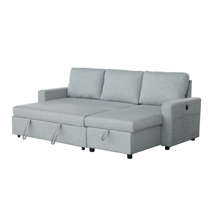 Rosa Sofa Bed with Chaise & Storage + USB