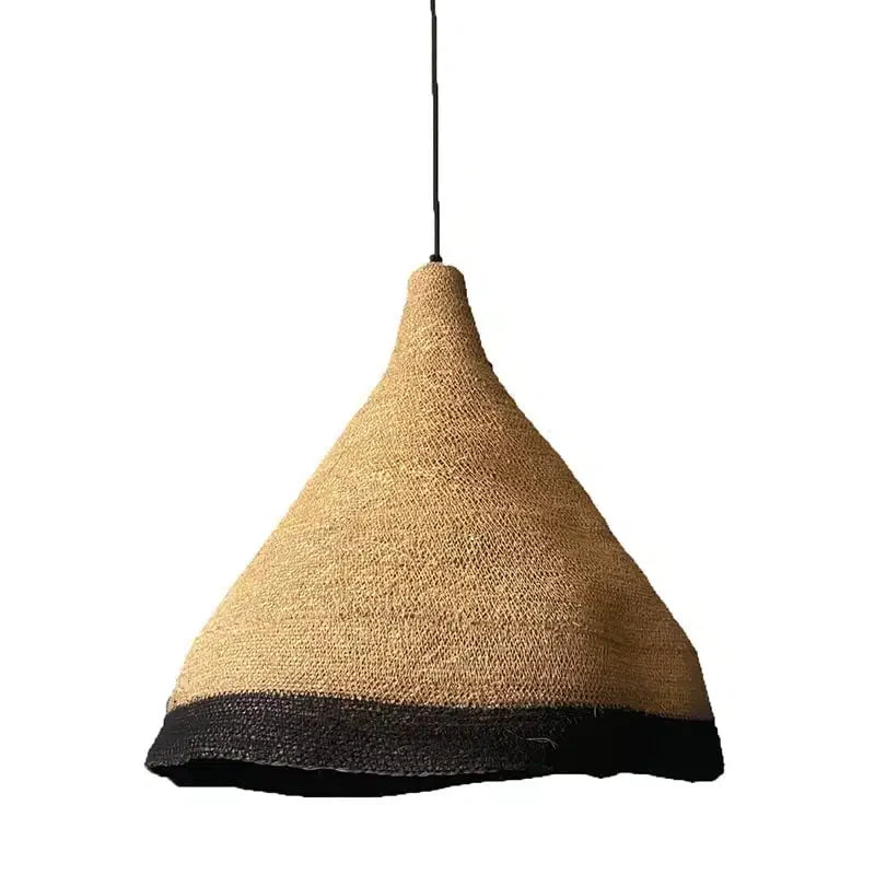 Natural + Black Seagrass Pendant Light