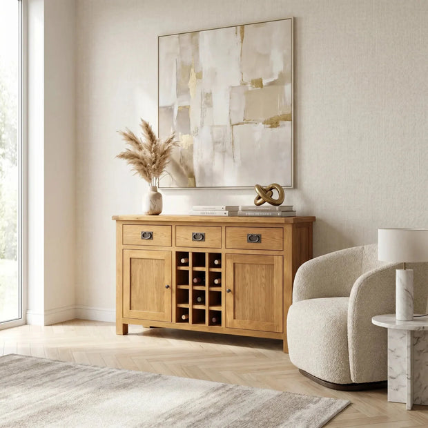 Richmond Oak Buffet Table with Wine Rack